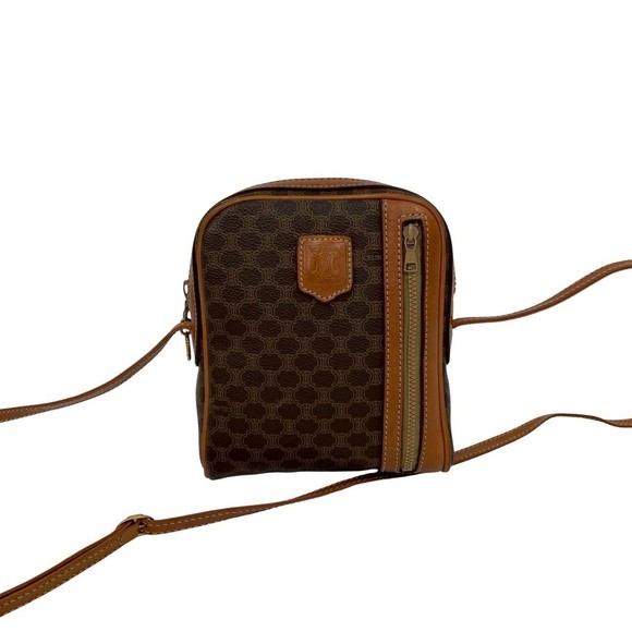 CELINE Vintage Macadam Blason with Triomphe Logo Leather Mini Shoulder Bag/Po... - Picture 1 of 10